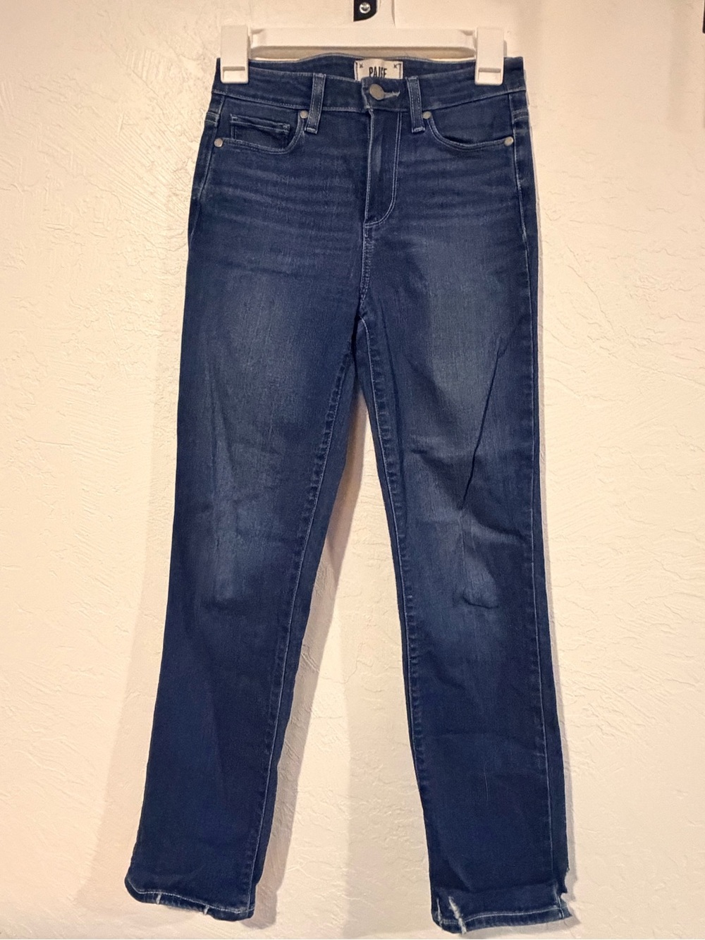 PAIGE Dark Blue Straight Leg High-Rise Jeans